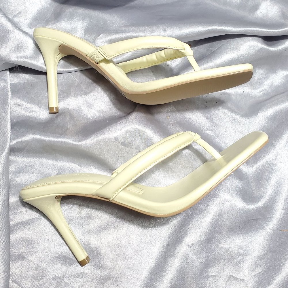 NIB JUSTFAB pastel yellow heeled flip flop KERRY - Picture 5 of 6